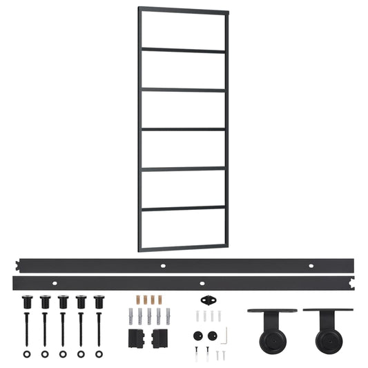 Sliding Door with Hardware Set ESG Glass&Aluminium 76x205 cm Sliding Door with Hardware Set ESG Glass&Aluminium 76x205 cm