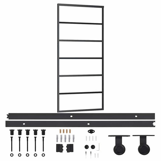 Sliding Door with Hardware Set ESG Glass&Aluminium 90x205 cm Sliding Door with Hardware Set ESG Glass&Aluminium 90x205 cm