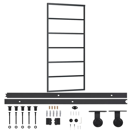 Sliding Door with Hardware Set ESG Glass&Aluminium 90x205 cm Sliding Door with Hardware Set ESG Glass&Aluminium 90x205 cm