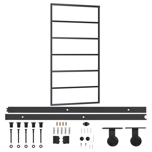 Sliding Door with Hardware Set ESG Glass&Aluminium 102x205 cm Sliding Door with Hardware Set ESG Glass&Aluminium 102x205 cm