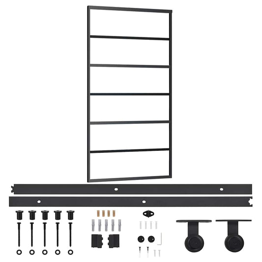 Sliding Door with Hardware Set ESG Glass&Aluminium 102x205 cm Sliding Door with Hardware Set ESG Glass&Aluminium 102x205 cm