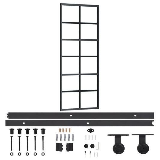 Sliding Door with Hardware Set ESG Glass&Aluminium 76x205 cm Sliding Door with Hardware Set ESG Glass&Aluminium 76x205 cm