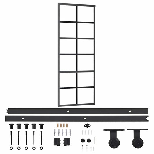 Sliding Door with Hardware Set ESG Glass&Aluminium 76x205 cm Sliding Door with Hardware Set ESG Glass&Aluminium 76x205 cm