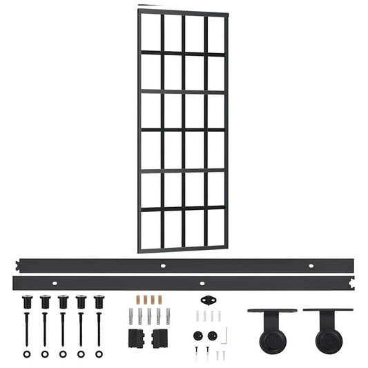 Sliding Door with Hardware Set ESG Glass&Aluminium 76x205 cm Sliding Door with Hardware Set ESG Glass&Aluminium 76x205 cm