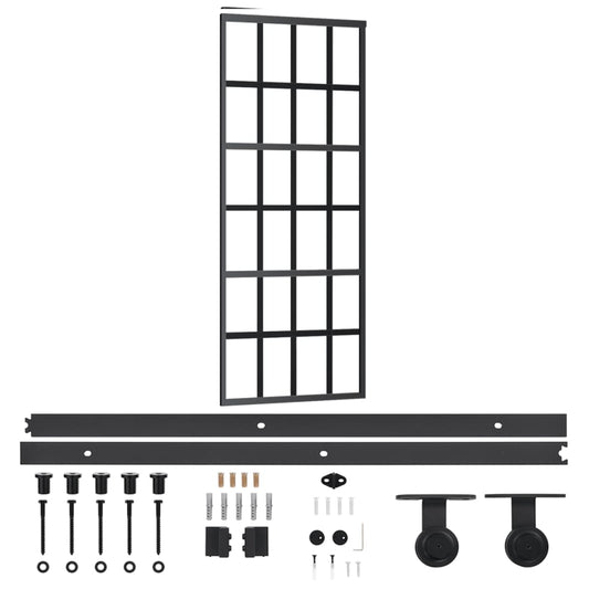 Sliding Door with Hardware Set ESG Glass&Aluminium 76x205 cm Sliding Door with Hardware Set ESG Glass&Aluminium 76x205 cm