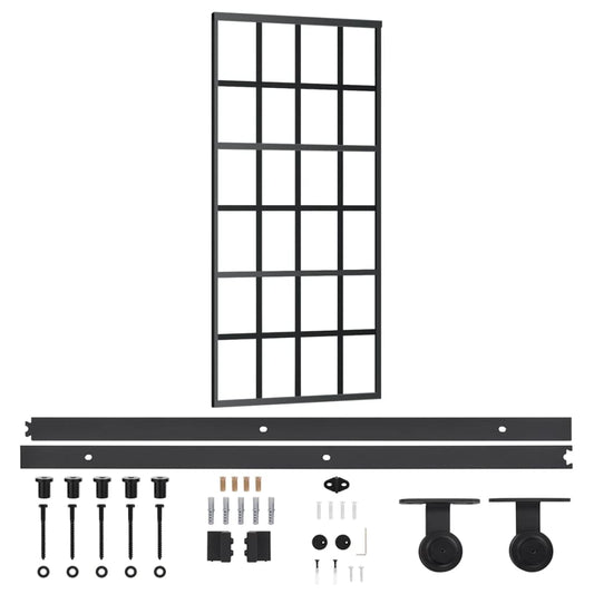 Sliding Door with Hardware Set ESG Glass&Aluminium 90x205 cm Sliding Door with Hardware Set ESG Glass&Aluminium 90x205 cm