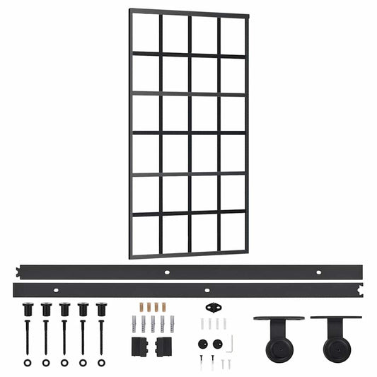 Sliding Door with Hardware Set ESG Glass&Aluminium 102x205 cm Sliding Door with Hardware Set ESG Glass&Aluminium 102x205 cm