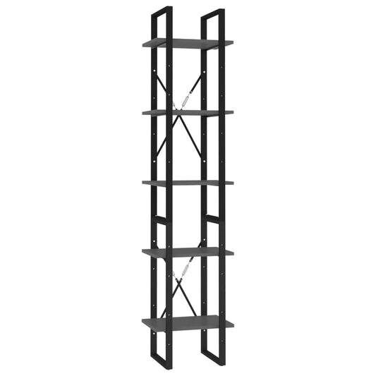 5-Tier Book Cabinet Grey 40x30x175 cm Engineered Wood 5-Tier Book Cabinet Grey 40x30x175 cm Engineered Wood