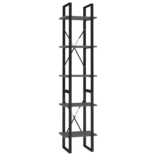 5-Tier Book Cabinet Grey 40x30x175 cm Engineered Wood 5-Tier Book Cabinet Grey 40x30x175 cm Engineered Wood