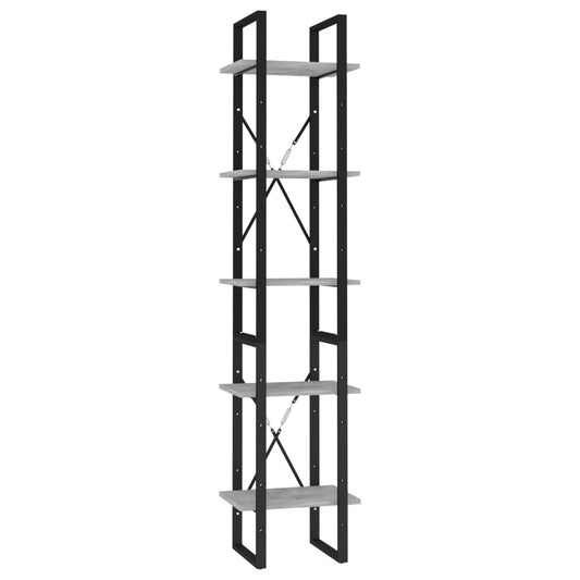 5-Tier Book Cabinet Concrete Grey 40x30x175 cm Engineered Wood 5-Tier Book Cabinet Concrete Grey 40x30x175 cm Engineered Wood
