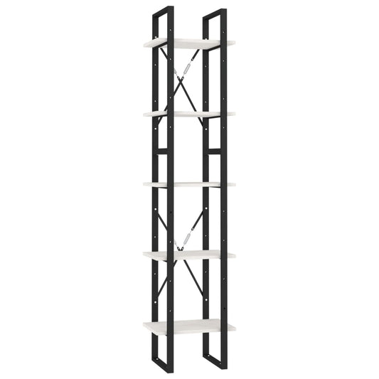 5-Tier Book Cabinet White 40x30x175 cm Pinewood 5-Tier Book Cabinet White 40x30x175 cm Pinewood
