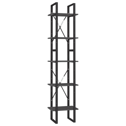 5-Tier Book Cabinet Grey 40x30x175 cm Pinewood 5-Tier Book Cabinet Grey 40x30x175 cm Pinewood