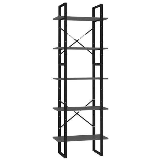 5-Tier Book Cabinet Grey 60x30x175 cm Engineered Wood 5-Tier Book Cabinet Grey 60x30x175 cm Engineered Wood