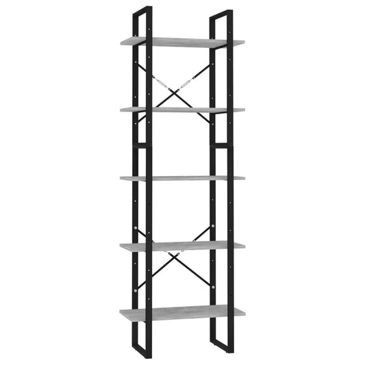 5-Tier Book Cabinet Concrete Grey 60x30x175 cm Engineered Wood 5-Tier Book Cabinet Concrete Grey 60x30x175 cm Engineered Wood