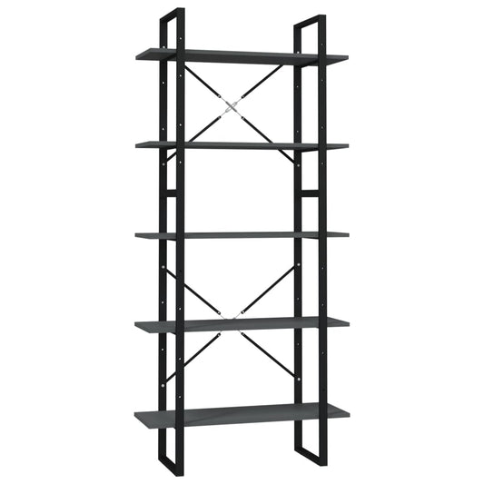 5-Tier Book Cabinet Grey 80x30x175 cm Engineered Wood 5-Tier Book Cabinet Grey 80x30x175 cm Engineered Wood