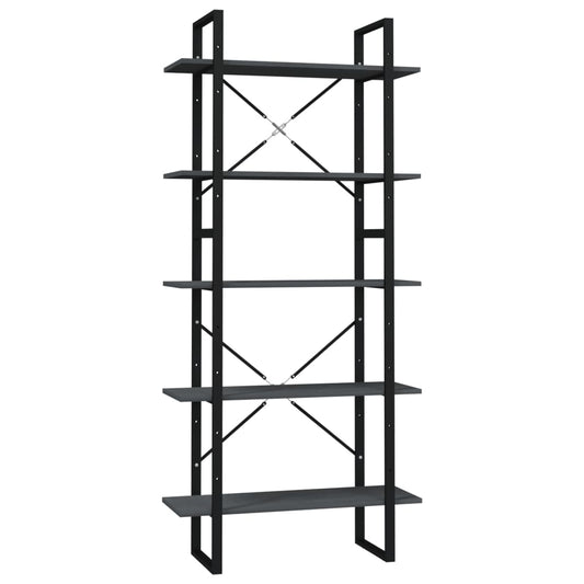 5-Tier Book Cabinet Grey 80x30x175 cm Pinewood 5-Tier Book Cabinet Grey 80x30x175 cm Pinewood