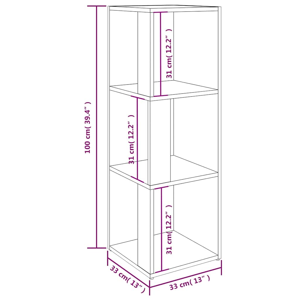 809030 vidaXL Corner Cabinet Concrete Grey 33x33x100 cm Engineered Wood