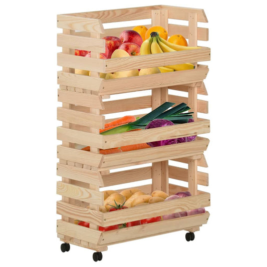 Vegetable Trolley 37x30x80 cm Solid Pinewood Vegetable Trolley 37x30x80 cm Solid Pinewood