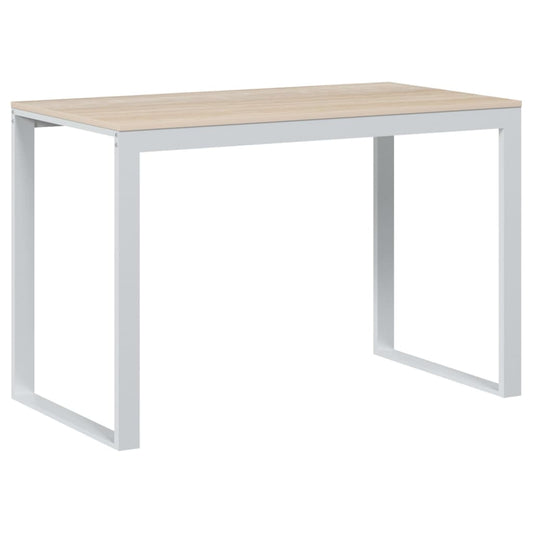 Computer Desk White and Oak 110x60x73 cm Engineered Wood Computer Desk White and Oak 110x60x73 cm Engineered Wood