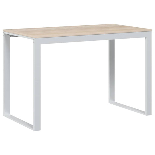 Computer Desk White and Oak 110x60x73 cm Engineered Wood Computer Desk White and Oak 110x60x73 cm Engineered Wood