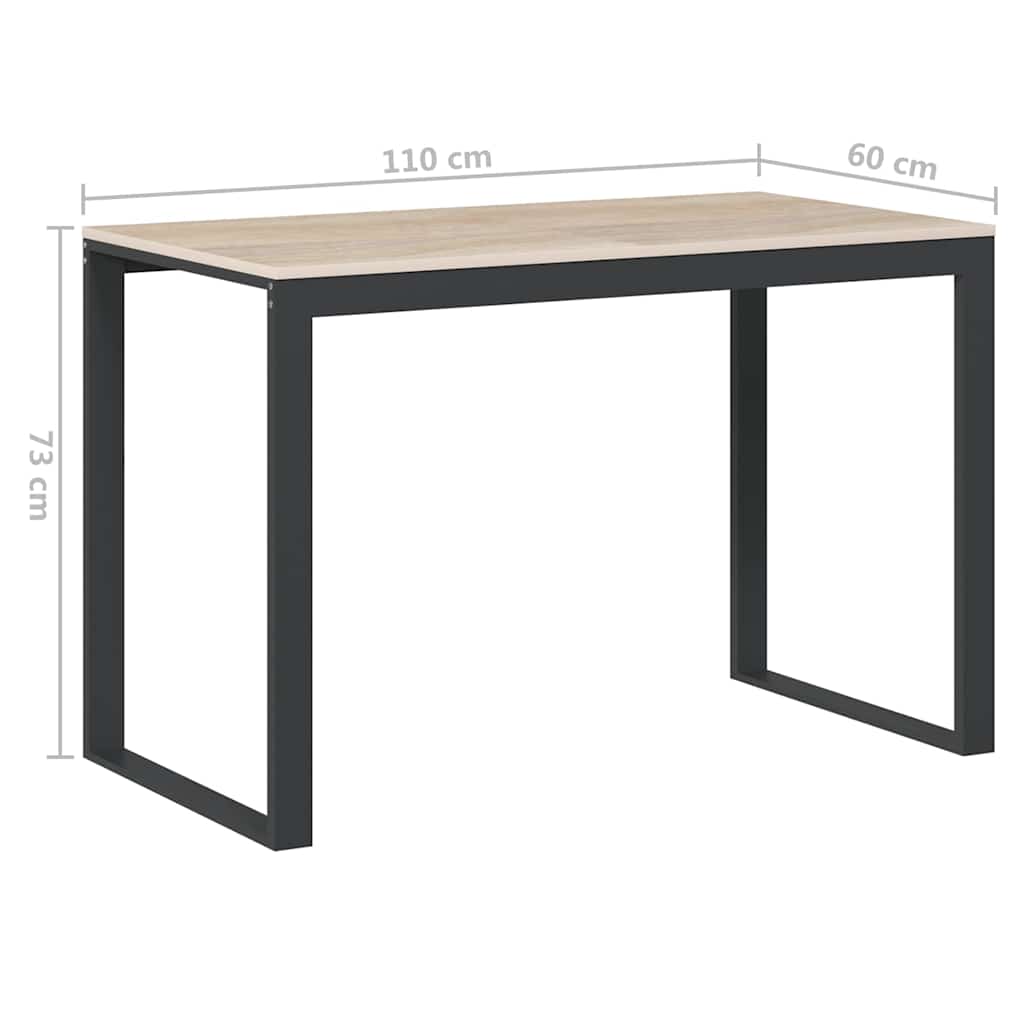 30199 vidaXL Computer Desk Black and Oak 110x60x73 cm Engineered Wood