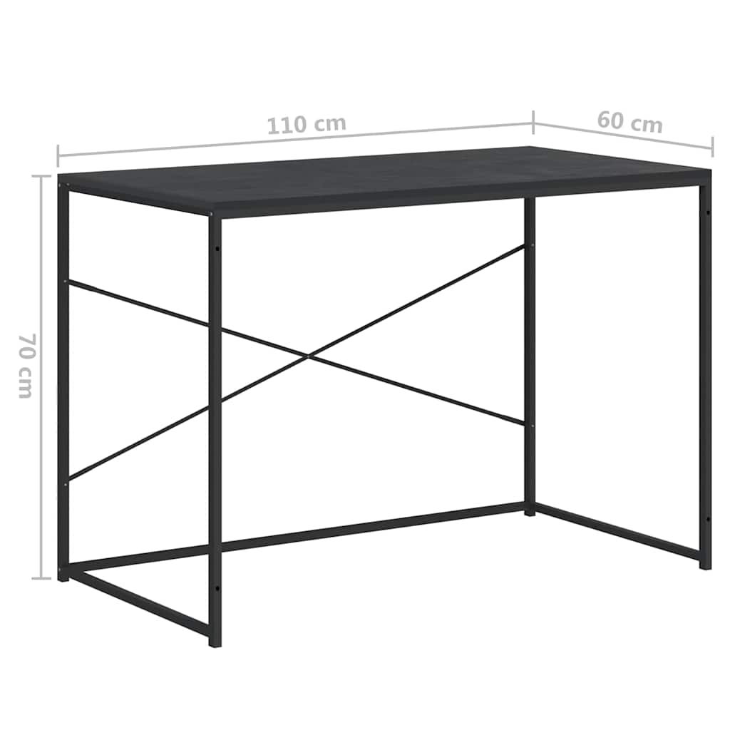 30208 vidaXL Computer Desk Black 110x60x70 cm Engineered Wood