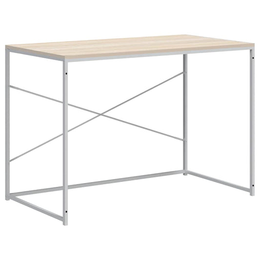 Computer Desk White and Oak 110x60x70 cm Engineered Wood Computer Desk White and Oak 110x60x70 cm Engineered Wood