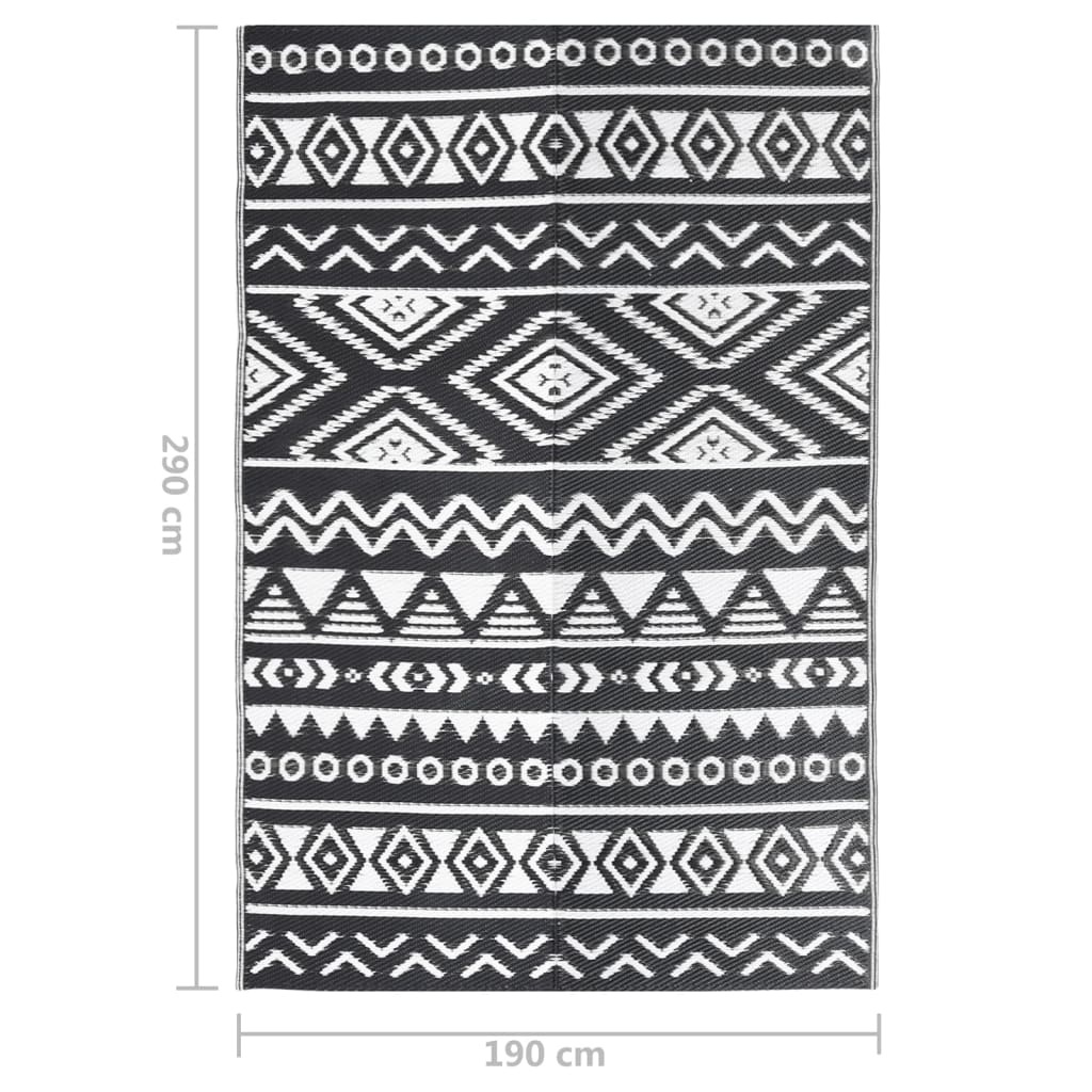 316980 vidaXL Outdoor Rug ARAKIL Black 190x290 cm PP