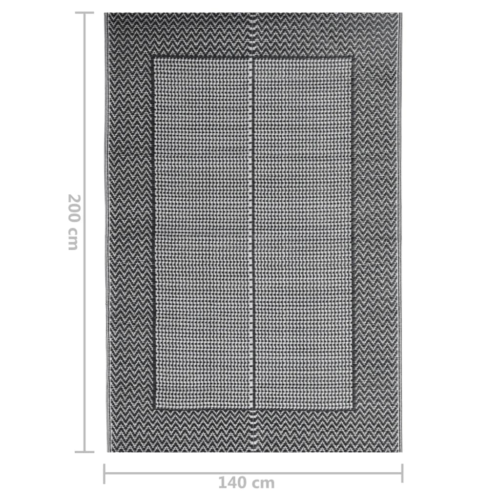 317004 vidaXL Outdoor Rug ARAKIL Black 140x200 cm PP