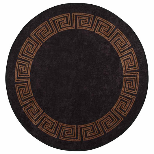 Rug Washable φ120 cm Black and Gold Rug Washable φ120 cm Black and Gold