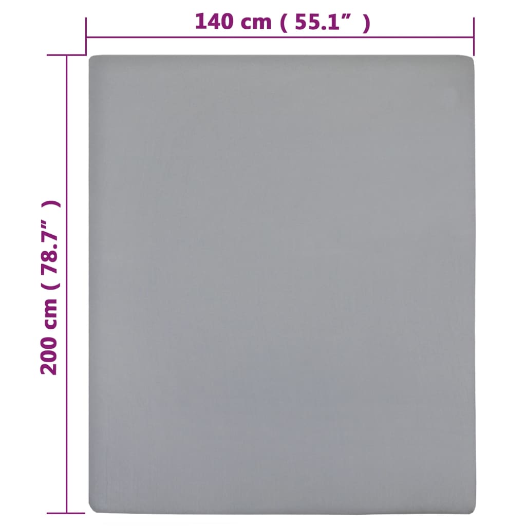 Jersey Fitted Sheet Grey 140x200 cm Cotton