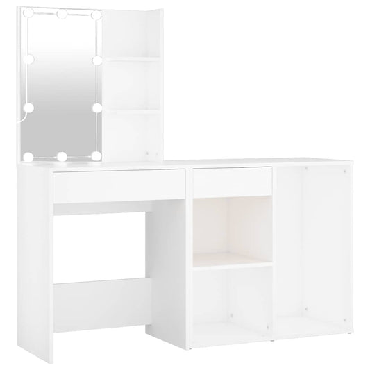 LED Dressing Table with Cabinet White Engineered Wood LED Dressing Table with Cabinet White Engineered Wood