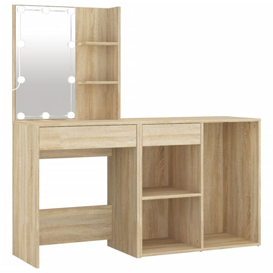 LED Dressing Table with Cabinet Sonoma Oak Engineered Wood LED Dressing Table with Cabinet Sonoma Oak Engineered Wood