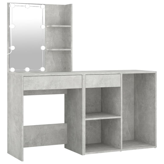 LED Dressing Table with Cabinet Concrete Grey Engineered Wood LED Dressing Table with Cabinet Concrete Grey Engineered Wood
