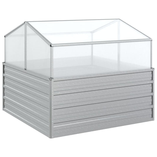 Garden Raised Bed with Greenhouse 100x100x85 cm Silver Garden Raised Bed with Greenhouse 100x100x85 cm Silver