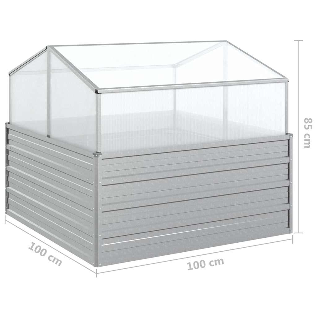 316882 vidaXL Garden Raised Bed with Greenhouse 100x100x85 cm Silver