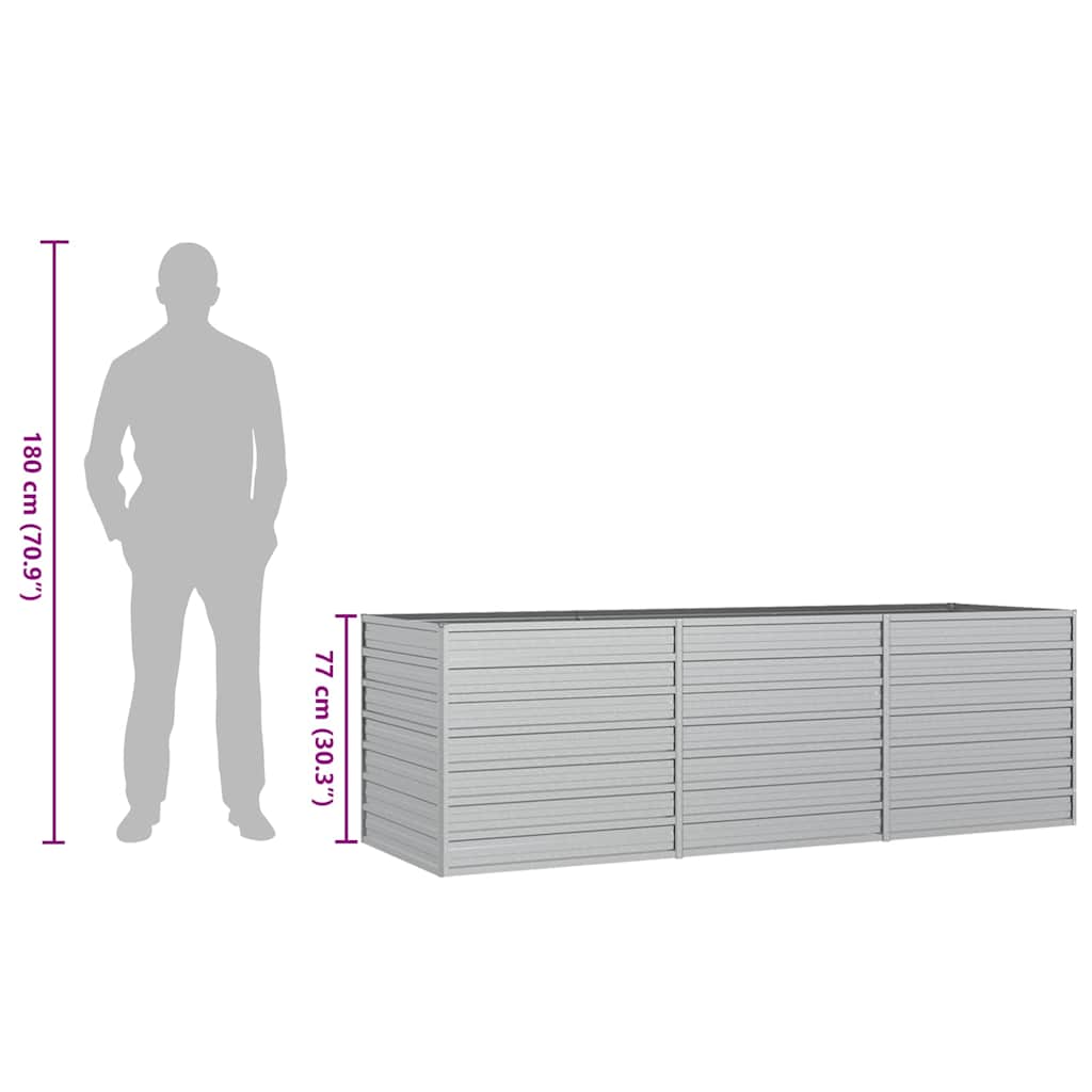 316886 vidaXL Garden Raised Bed 240x80x77 cm Galvanized Steel Silver