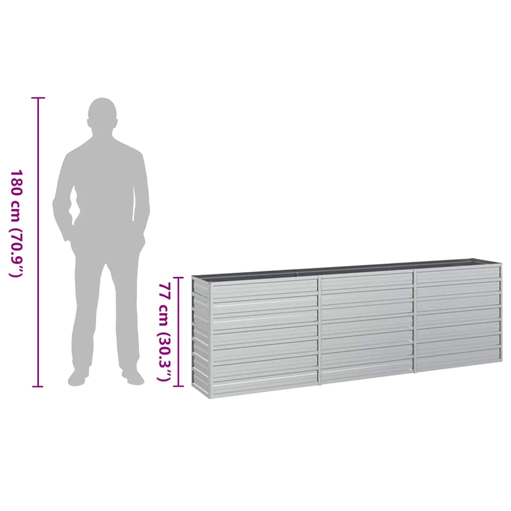 Garden Raised Bed 240x40x77 cm Galvanized Steel Silver
