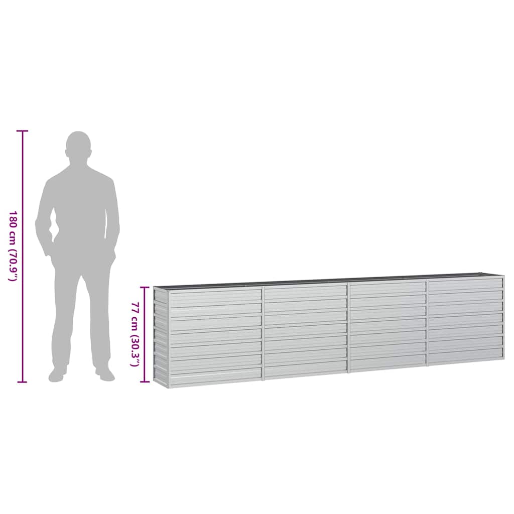 316891 vidaXL Garden Raised Bed 320x40x77 cm Galvanized Steel Silver