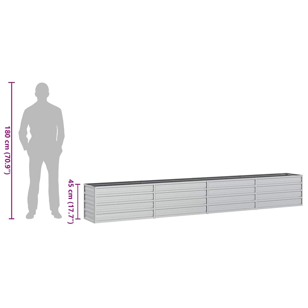 316893 vidaXL Garden Raised Bed 320x40x45 cm Galvanized Steel Silver