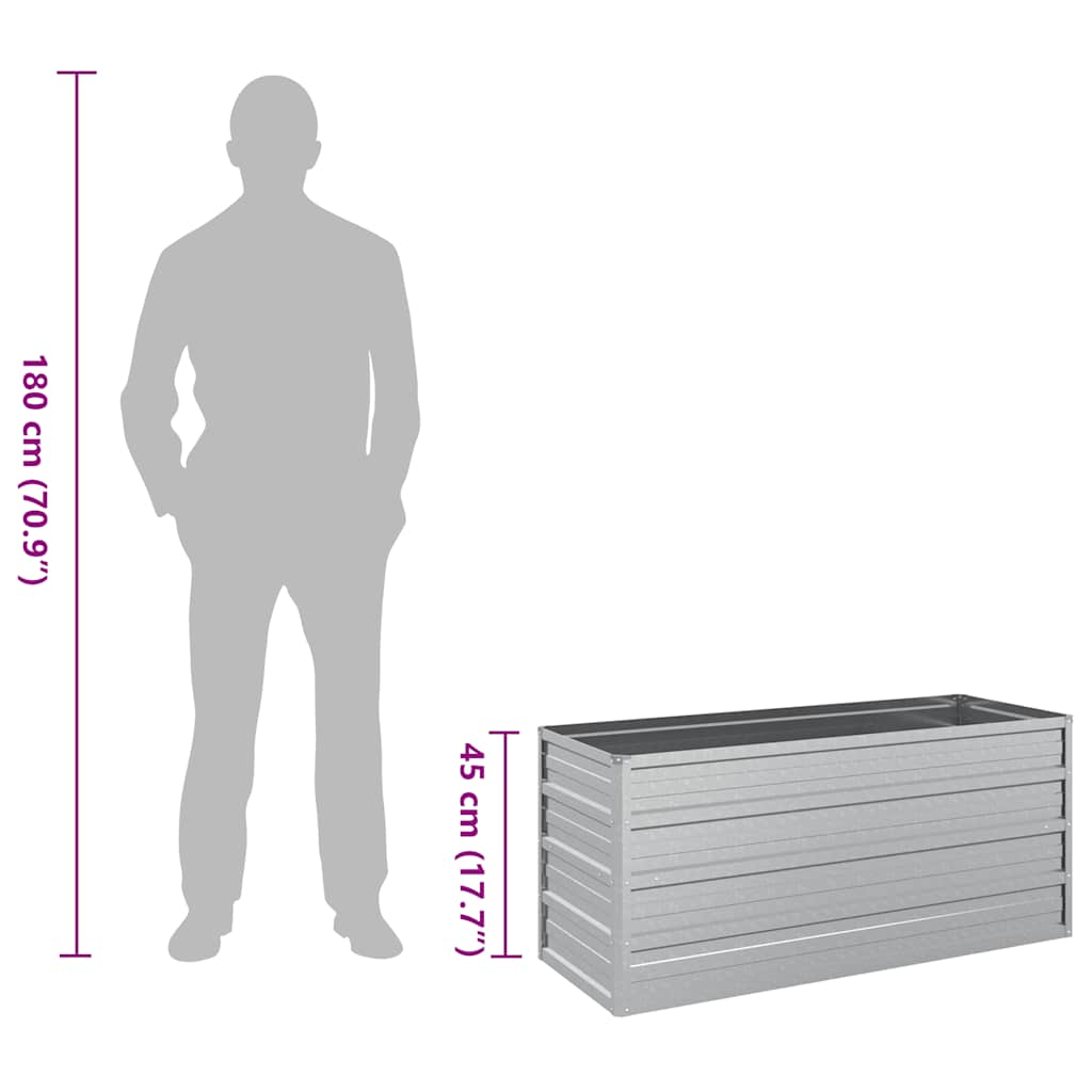 Garden Raised Bed | Silver | Galvanized Steel | 100 x 40 x 45 cm