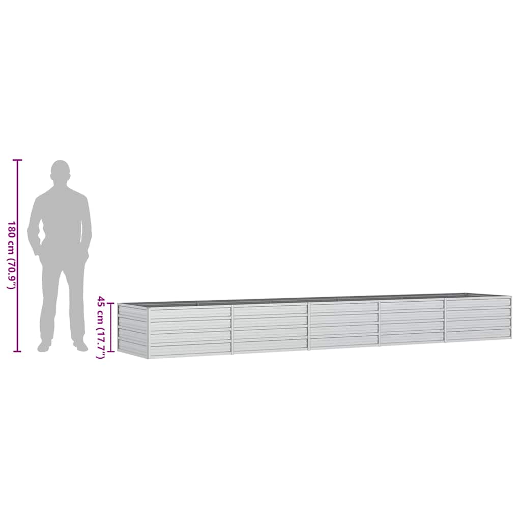 316899 vidaXL Garden Raised Bed 400x80x45 cm Galvanized Steel Silver