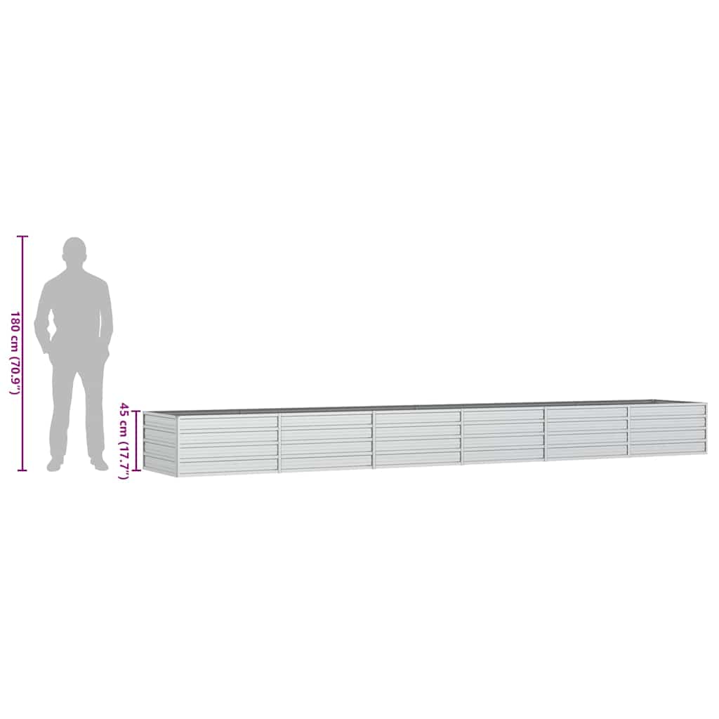 316902 vidaXL Garden Raised Bed 480x80x77 cm Galvanized Steel Silver