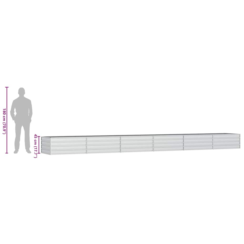 316903 vidaXL Garden Raised Bed 600x80x45 cm Galvanized Steel Silver