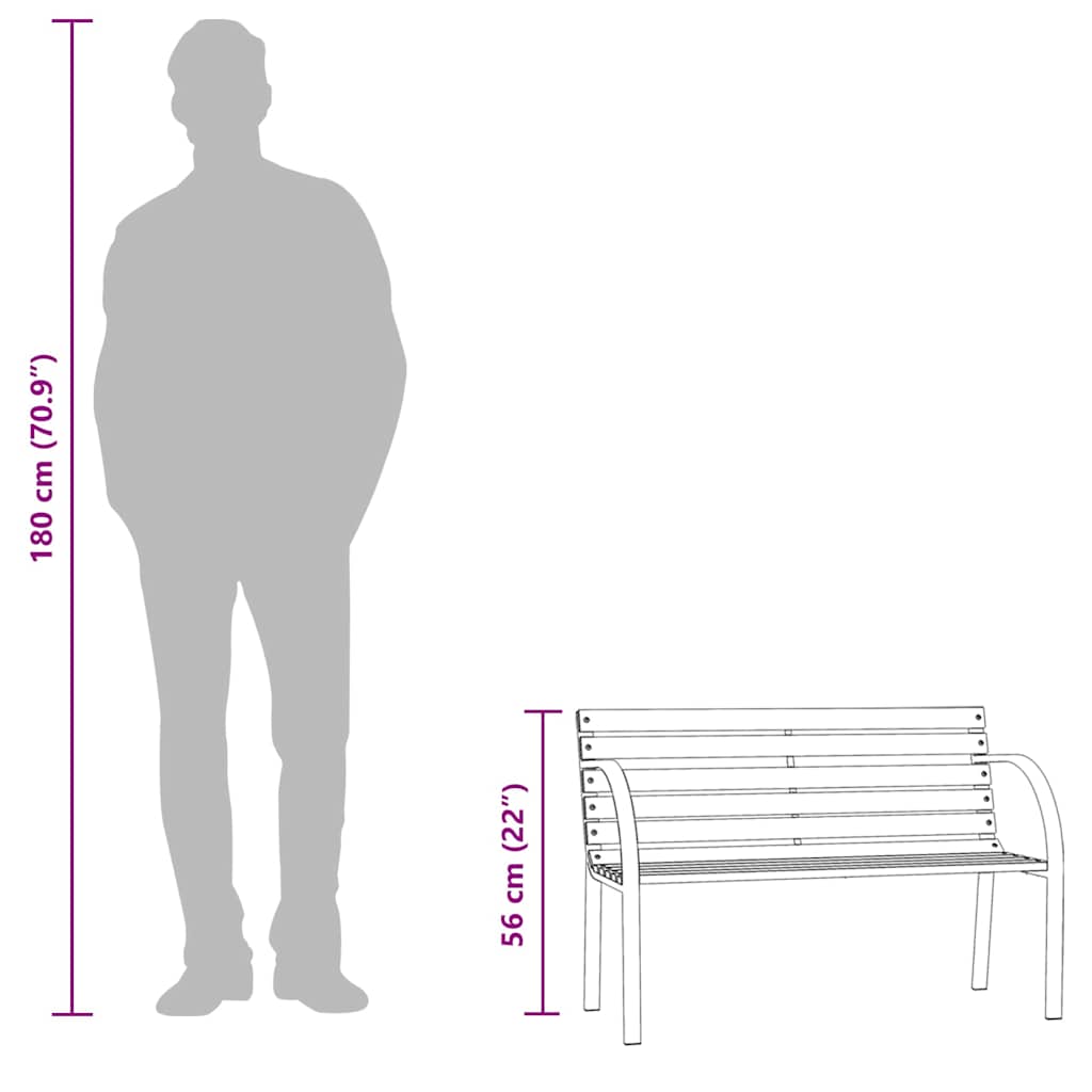 Garden Bench | Natural Wood | Chinese Fir Wood, Steel | Kids Size | Tough