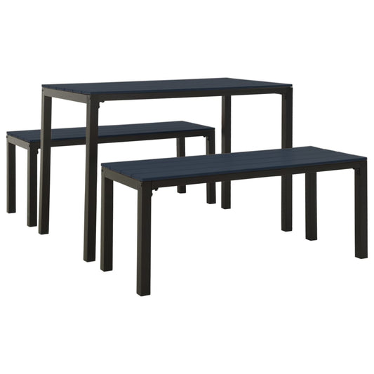 3 Piece Garden Dining Set Steel and WPC Black 3 Piece Garden Dining Set Steel and WPC Black