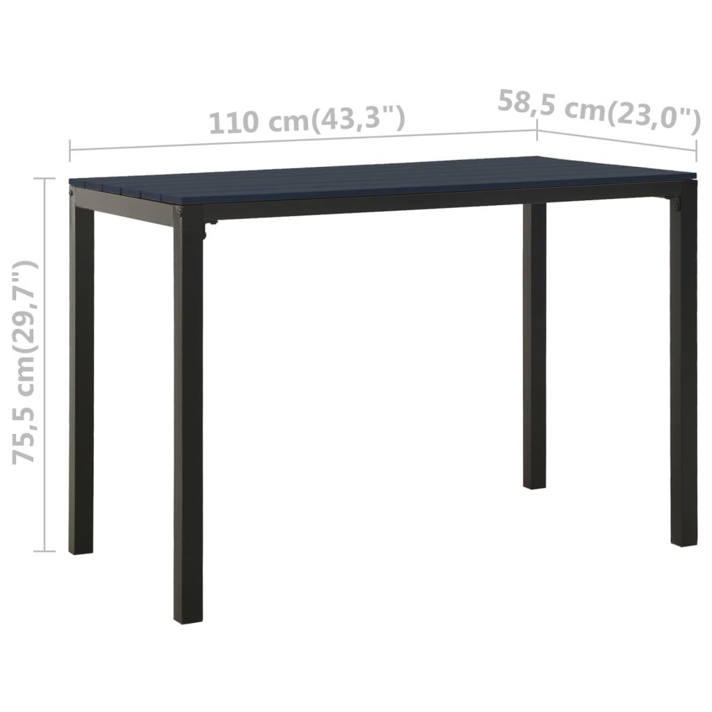 Garden Dining Set | Black | Steel, Wood Plastic Composites | Medium