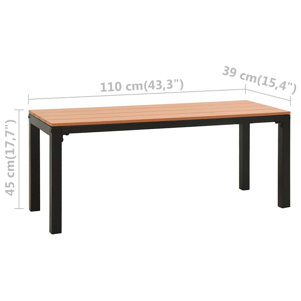 Garden Bench 110 cm Steel and WPC Brown and Black