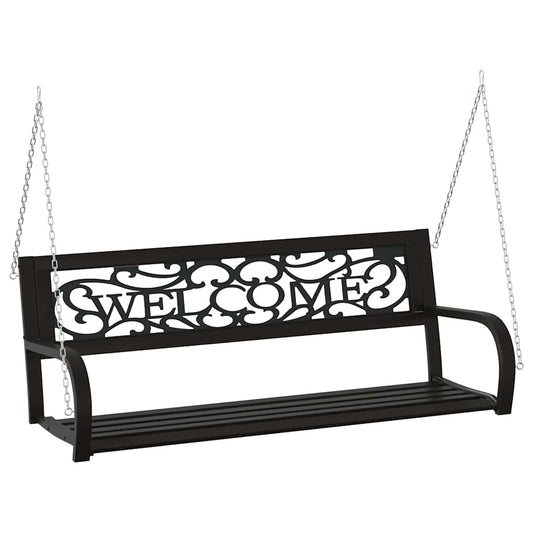 317143 vidaXL Garden Swing Bench 125 cm Steel and Plastic Black 317143 vidaXL Garden Swing Bench 125 cm Steel and Plastic Black