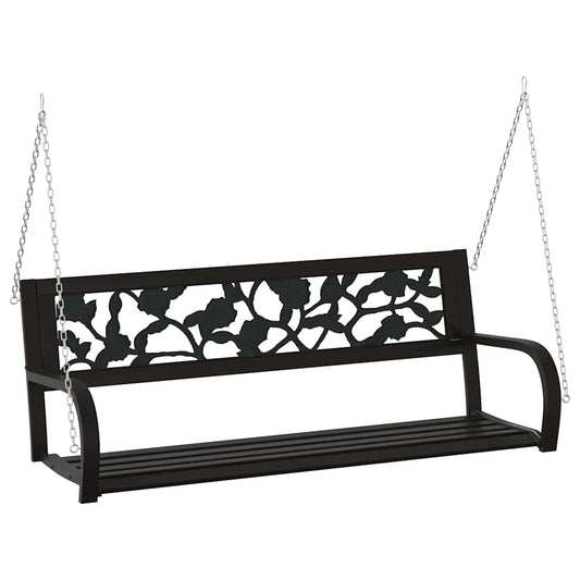 Garden Swing Bench 125 cm Steel and Plastic Black Garden Swing Bench 125 cm Steel and Plastic Black